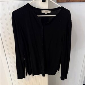 LOFT Elegant Black Button-Up Cardigan